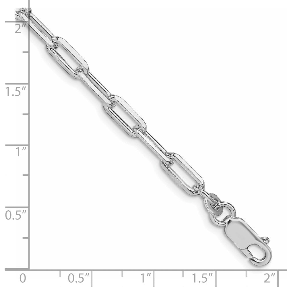 Buy Stylish 4.25mm Rhodium-Plated Sterling Silver Elongated Link Chain