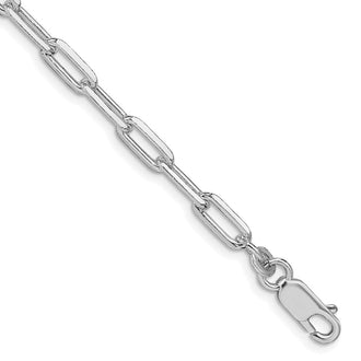 Buy Stylish 4.25mm Rhodium-Plated Sterling Silver Elongated Link Chain
