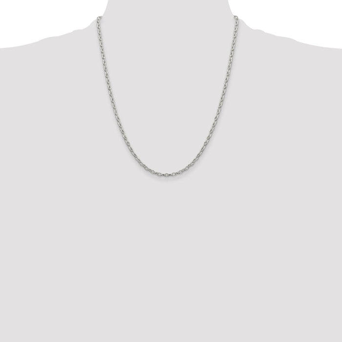 High-Quality 3mm Sterling Silver Decorative Rolo Chain - Stylish Value!-4