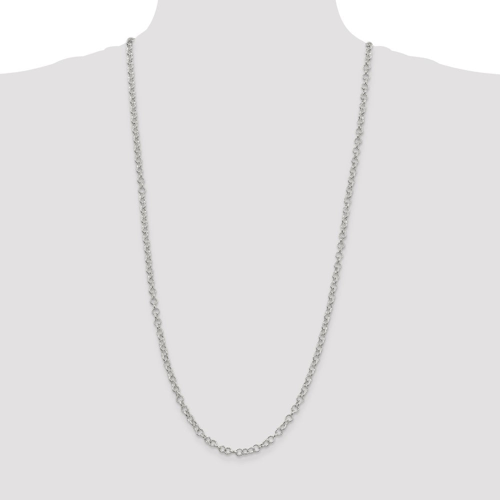 Buy Stylish 4.55mm Sterling Silver Elegant Patterned Rolo Chain - Luxury Value