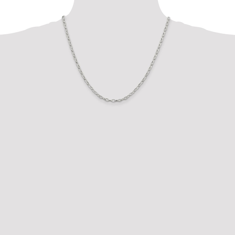 Exclusive Sterling Silver 3.75mm Elegant Patterned Rolo Chain - Stylish Value!