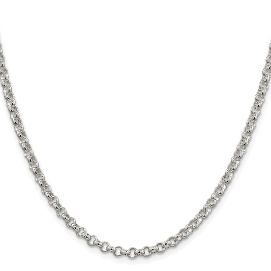 Buy Stylish 4mm Rhodium-Plated Sterling Silver Rolo Chain - Affordable Elegance