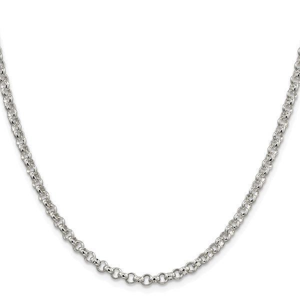 Rhodium-Plated 4mm Sterling Silver Rolo Chain - Style GR1-1033577
