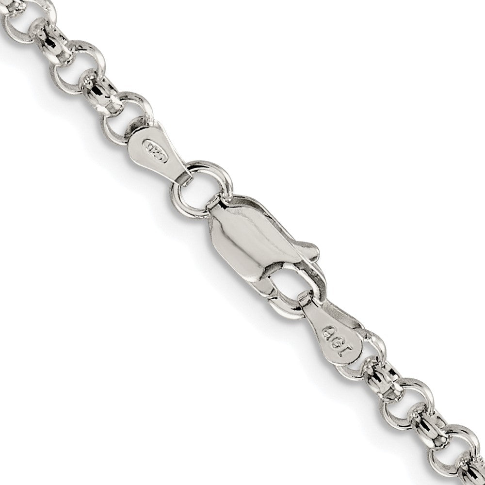 Buy Stylish 4mm Rhodium-Plated Sterling Silver Rolo Chain - Affordable Elegance