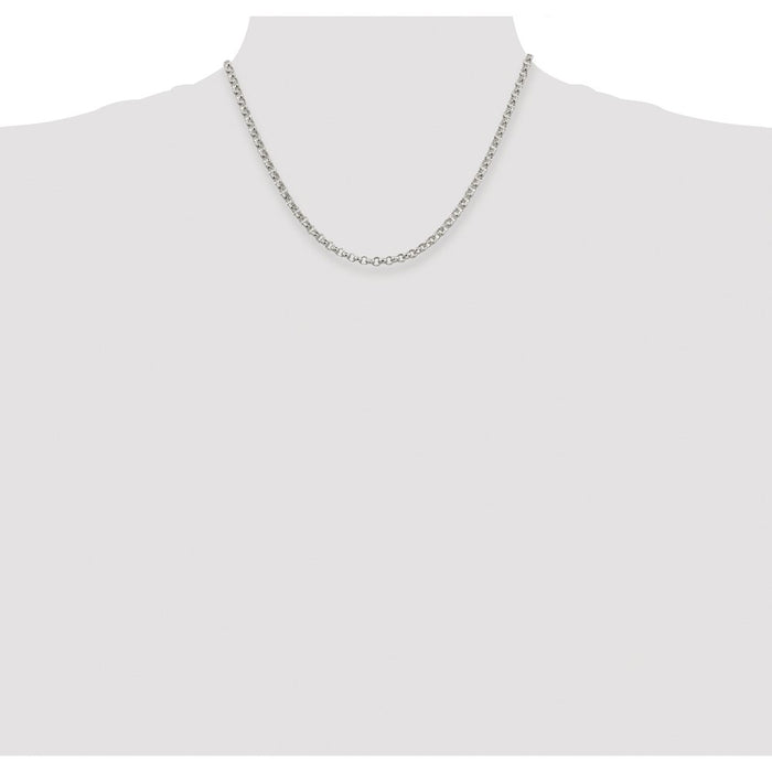 Buy Stylish 4mm Rhodium-Plated Sterling Silver Rolo Chain - Affordable Elegance-4