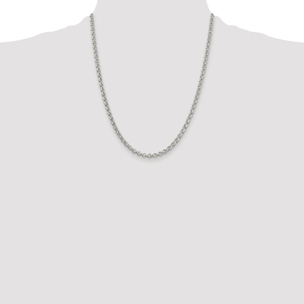 Exclusive Rhodium-Plated 4mm Sterling Silver Rolo Chain - Stylish Value!