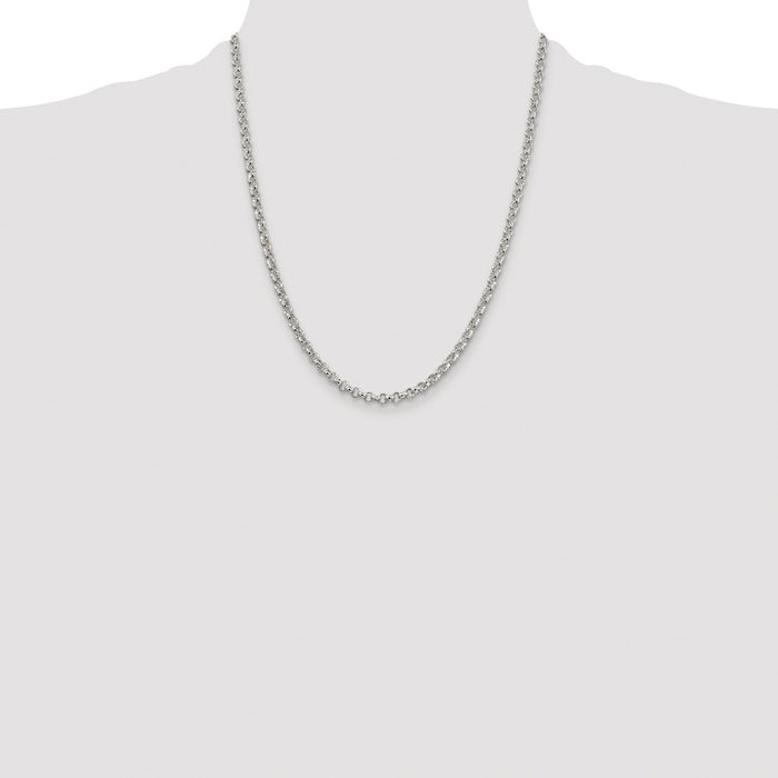 Exclusive Rhodium-Plated 4mm Sterling Silver Rolo Chain - Stylish Value!-4