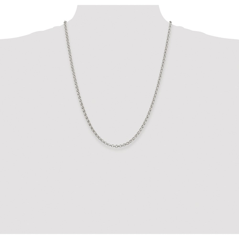 Buy Stylish 4mm Rhodium-Plated Sterling Silver Rolo Chain - Affordable Luxury