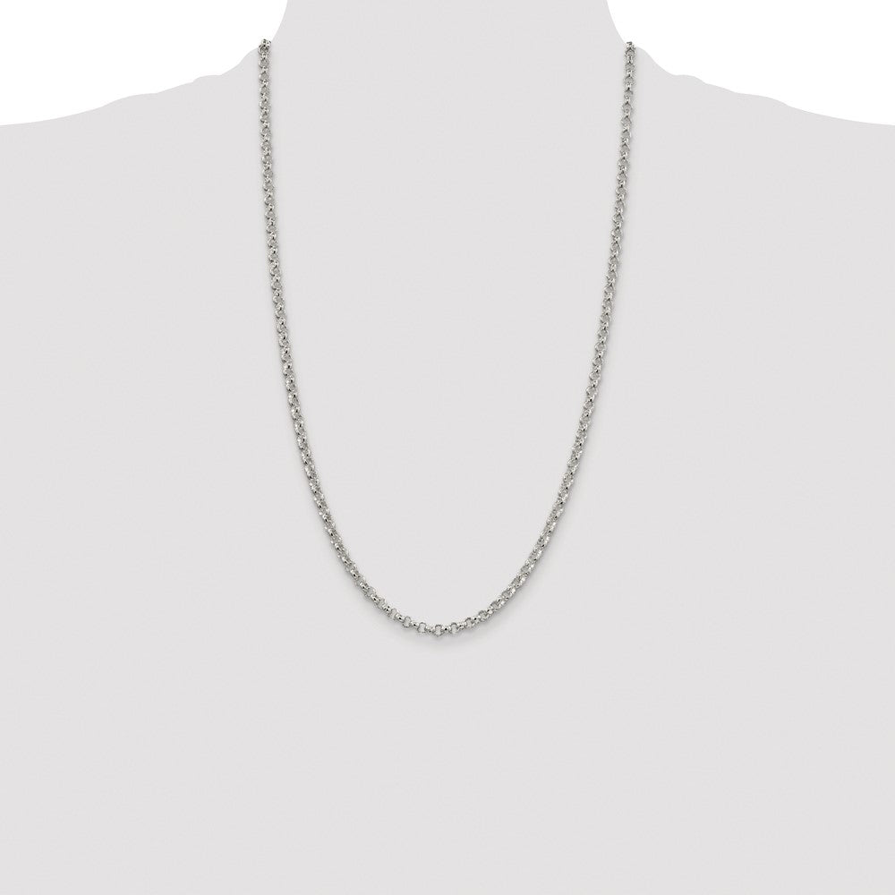 Buy Stylish 4mm Rhodium-Plated Sterling Silver Rolo Chain - Luxury Value!
