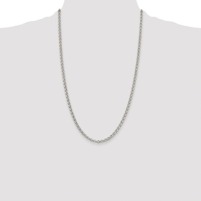 Buy Stylish 4mm Rhodium-Plated Sterling Silver Rolo Chain - Luxury Value!-4