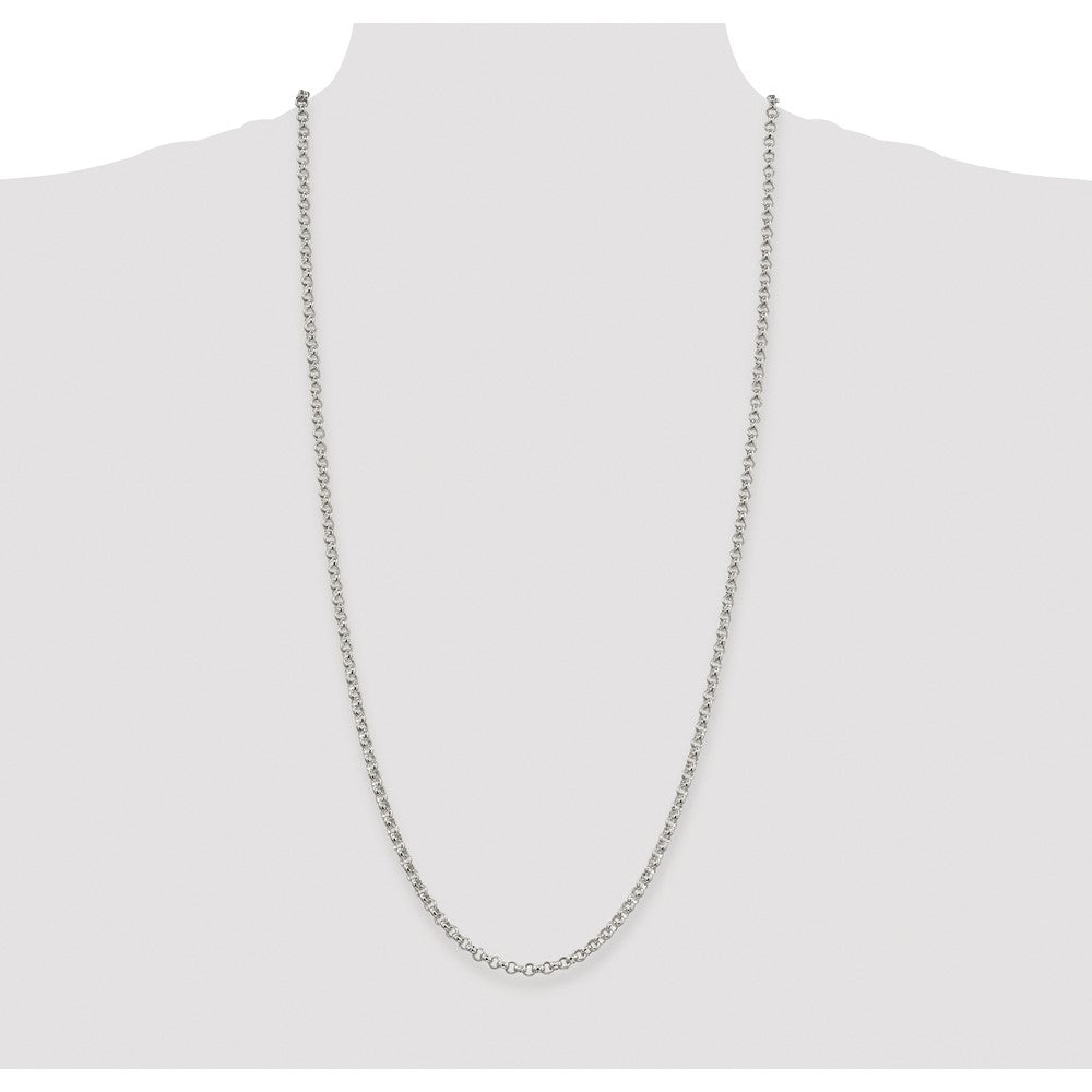 Buy Stylish 4mm Rhodium-Plated Sterling Silver Rolo Chain - Affordable Value!
