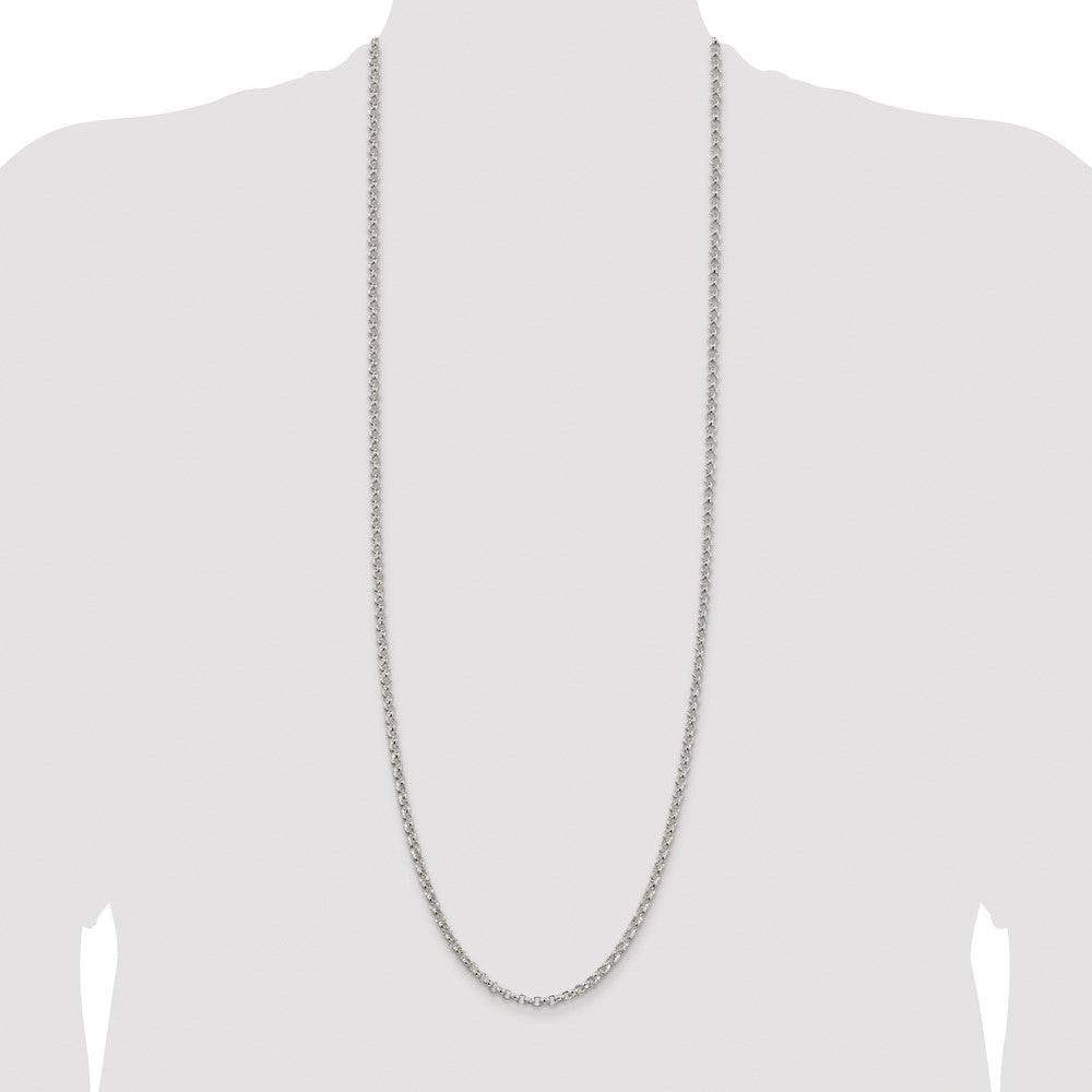 Buy Stylish 4mm Rhodium-Plated Sterling Silver Rolo Chain - Affordable Luxury