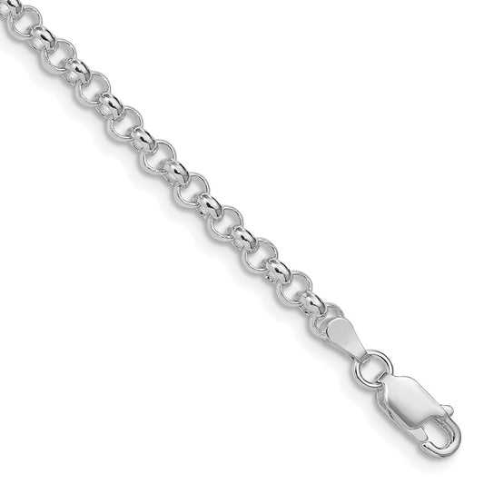 High-Quality Rhodium-Plated 4mm Sterling Silver Rolo Chain | Stylish Value!