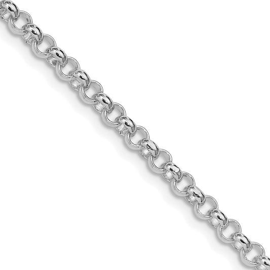 Buy Stylish Rhodium-Plated 4mm Sterling Silver Rolo Chain - Affordable Luxury!