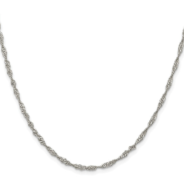 Rhodium-Plated Sterling Silver 2.25mm Singapore Chain