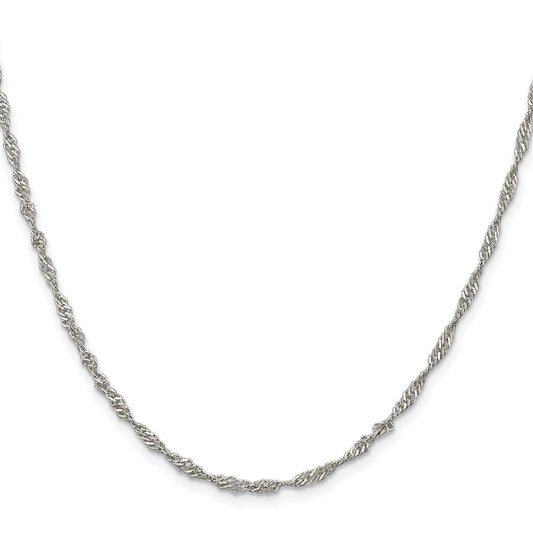 Buy Stylish Rhodium-Plated Sterling Silver 2.25mm Singapore Chain - Affordable Luxury