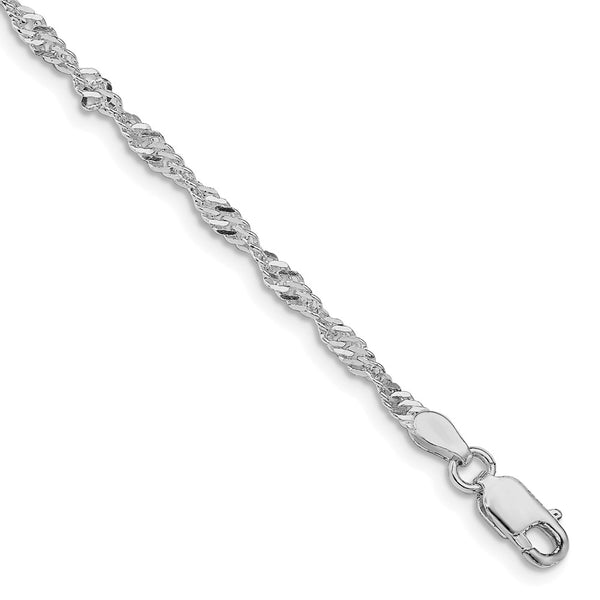 Rhodium-Plated Sterling Silver 2.25mm Singapore Chain