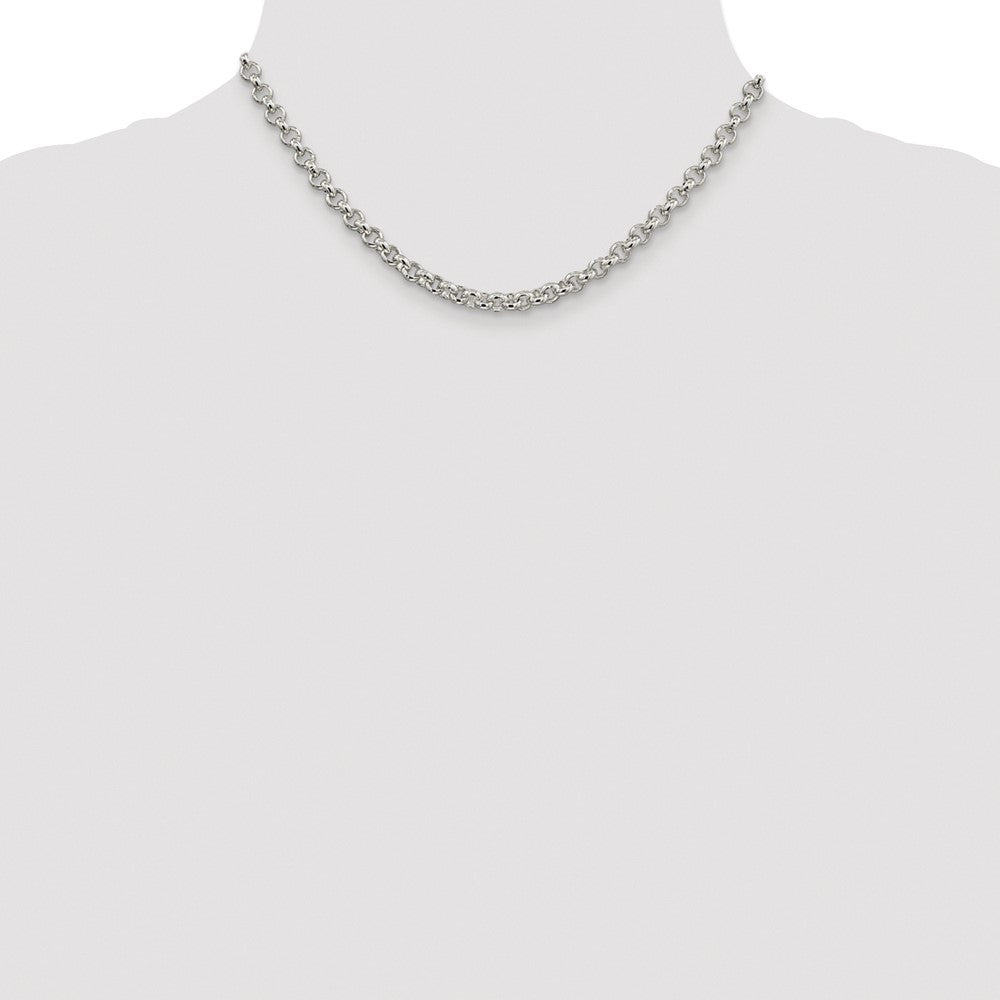 Buy Stylish Rhodium-Plated 5mm Sterling Silver Rolo Chain - Affordable Luxury!
