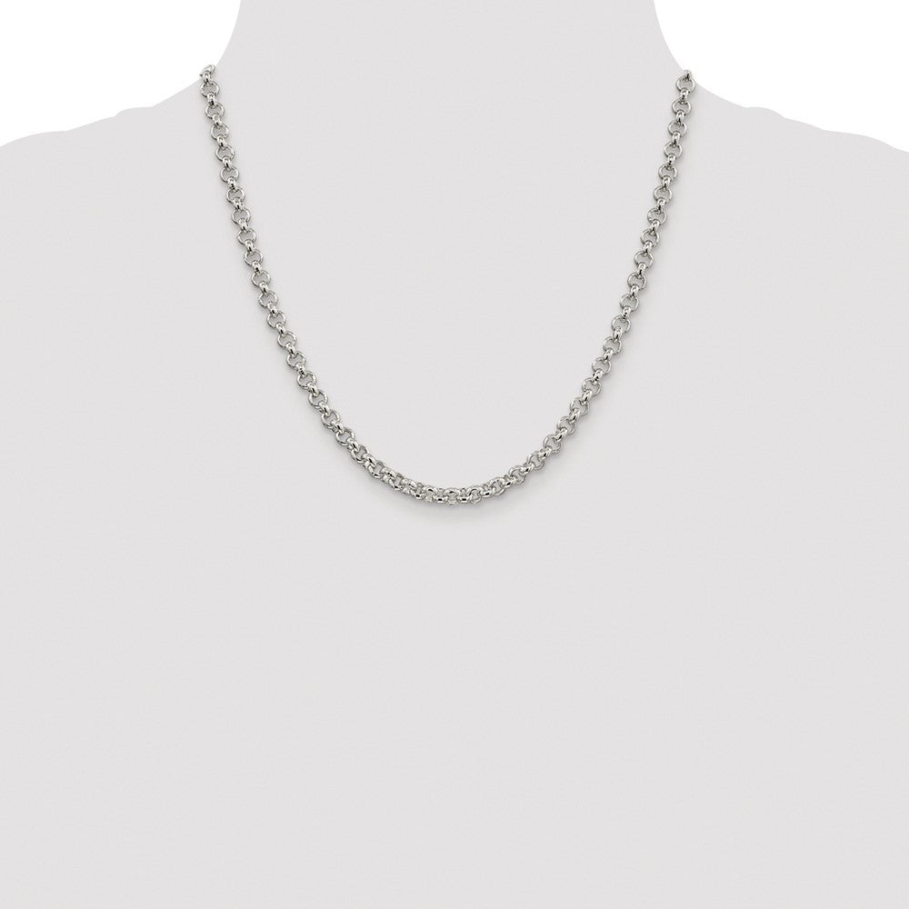Buy Stylish 5mm Sterling Silver Rolo Chain - High-Quality Rhodium-Plated Value