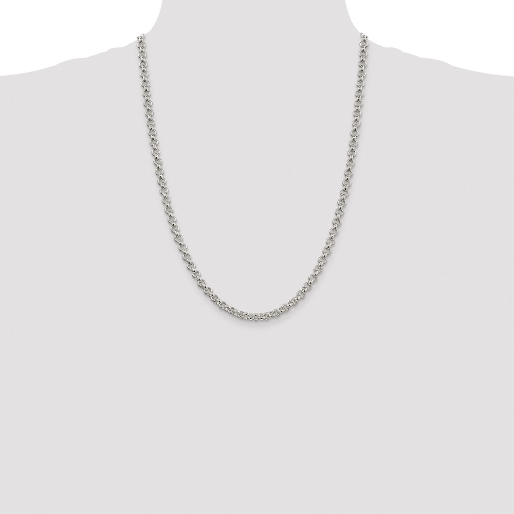 Buy Stylish Rhodium-Plated 5mm Sterling Silver Rolo Chain - Affordable Elegance