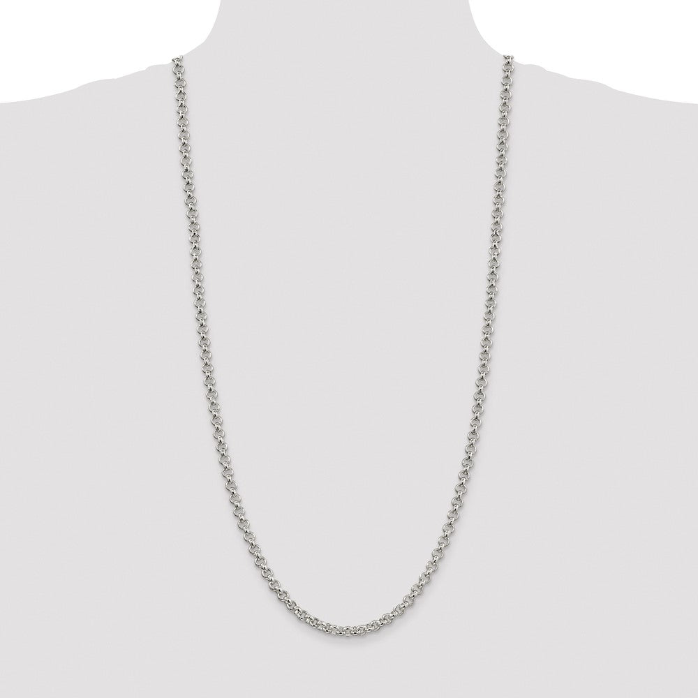 Buy Stylish 5mm Rhodium-Plated Sterling Silver Rolo Chain - Luxury Value!