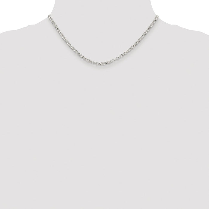 Exclusive Rhodium-Plated Sterling Silver 3.5mm Rolo Chain - Stylish Value!-4