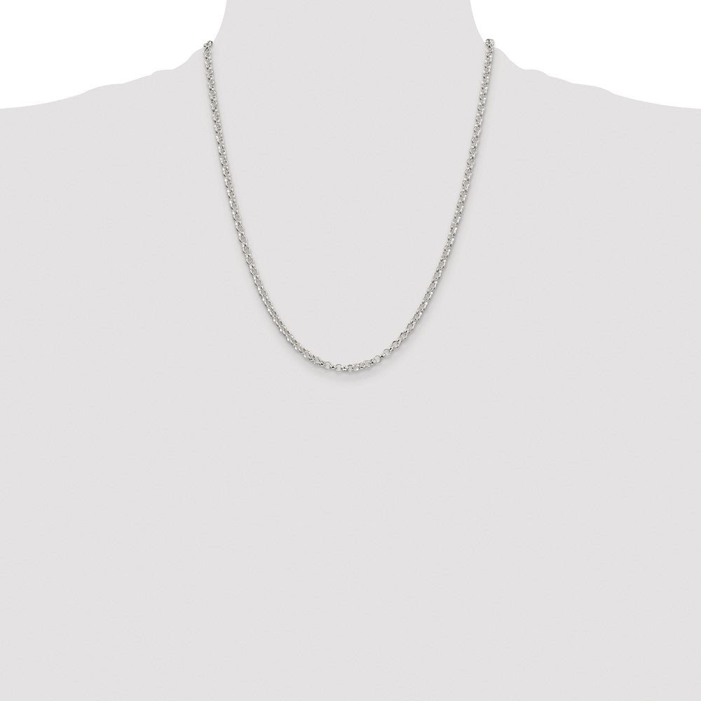 Buy Stylish 3.5mm Rhodium-Plated Sterling Silver Rolo Chain - Affordable Luxury