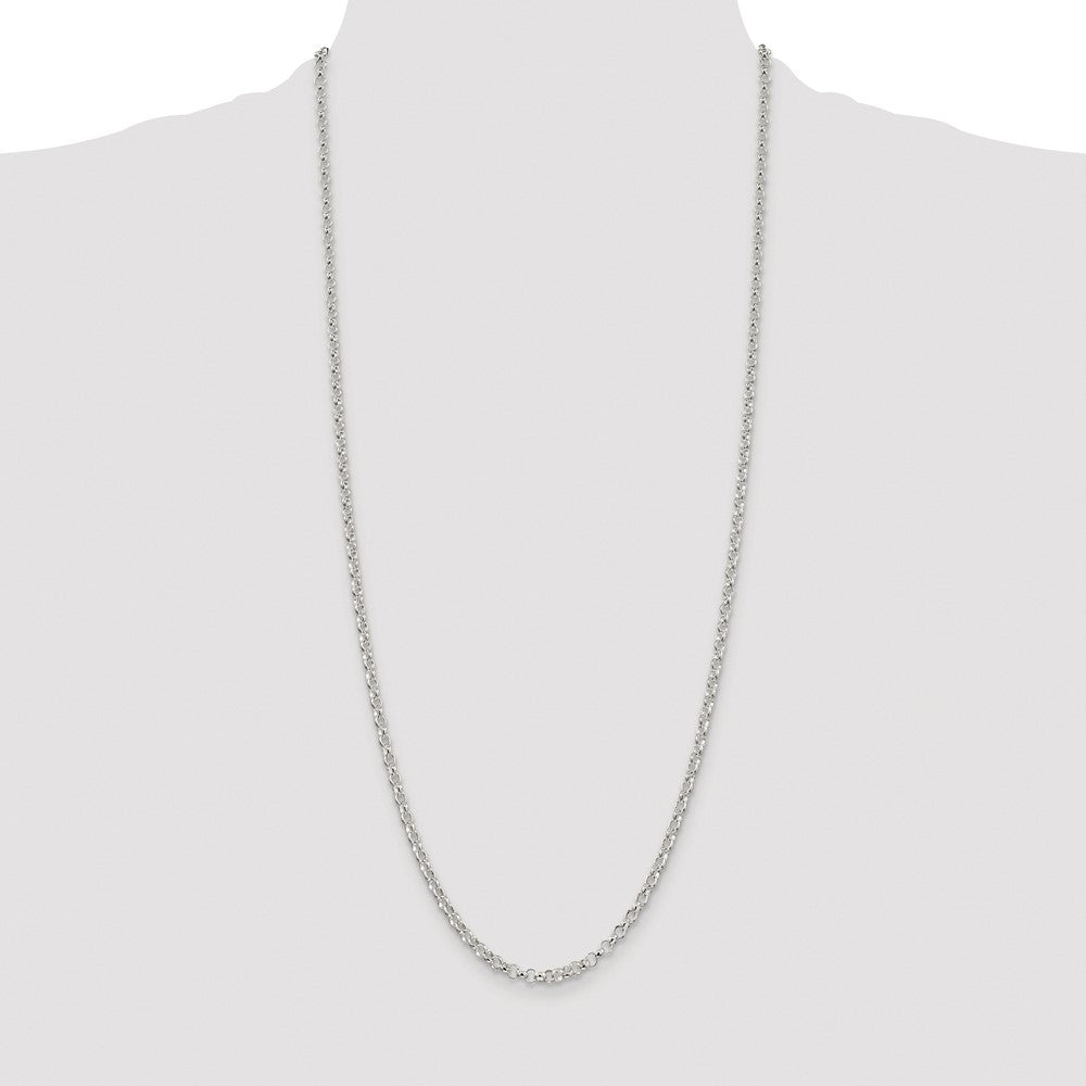 Exclusive Rhodium-Plated Sterling Silver 3.5mm Rolo Chain - Stylish Value!