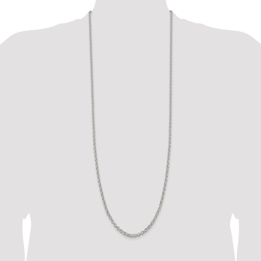 Buy Stylish 4mm Rolo Link Chain in High-Quality Sterling Silver - Affordable Luxury