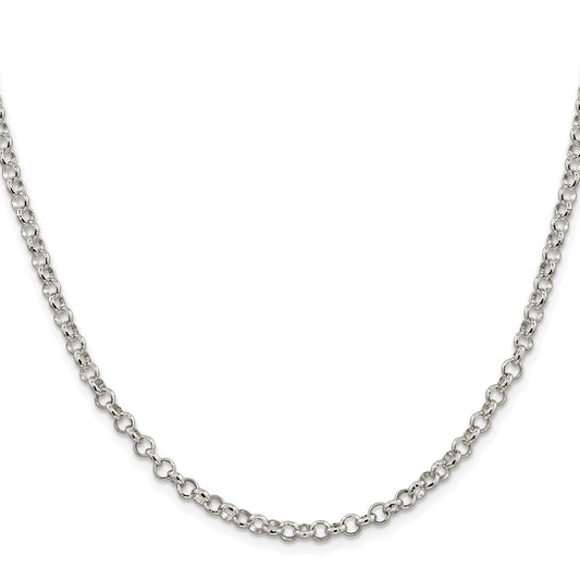 Buy Stylish Rhodium-Plated Sterling Silver 4mm Rolo Chain - Affordable Luxury