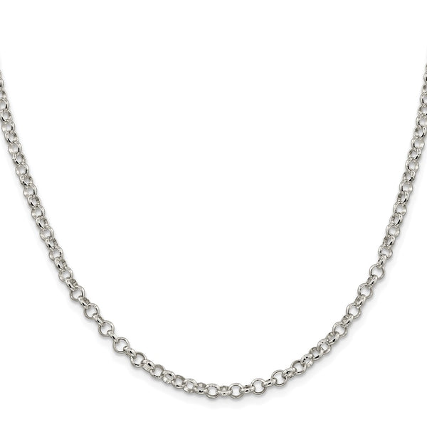 Rhodium-Plated 4mm Sterling Silver Rolo Chain - Style GR1-1033521