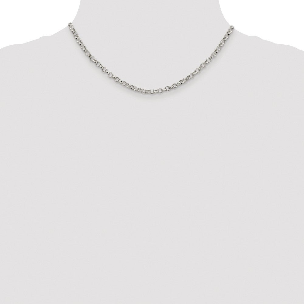 Buy Stylish Rhodium-Plated Sterling Silver 4mm Rolo Chain - Affordable Luxury