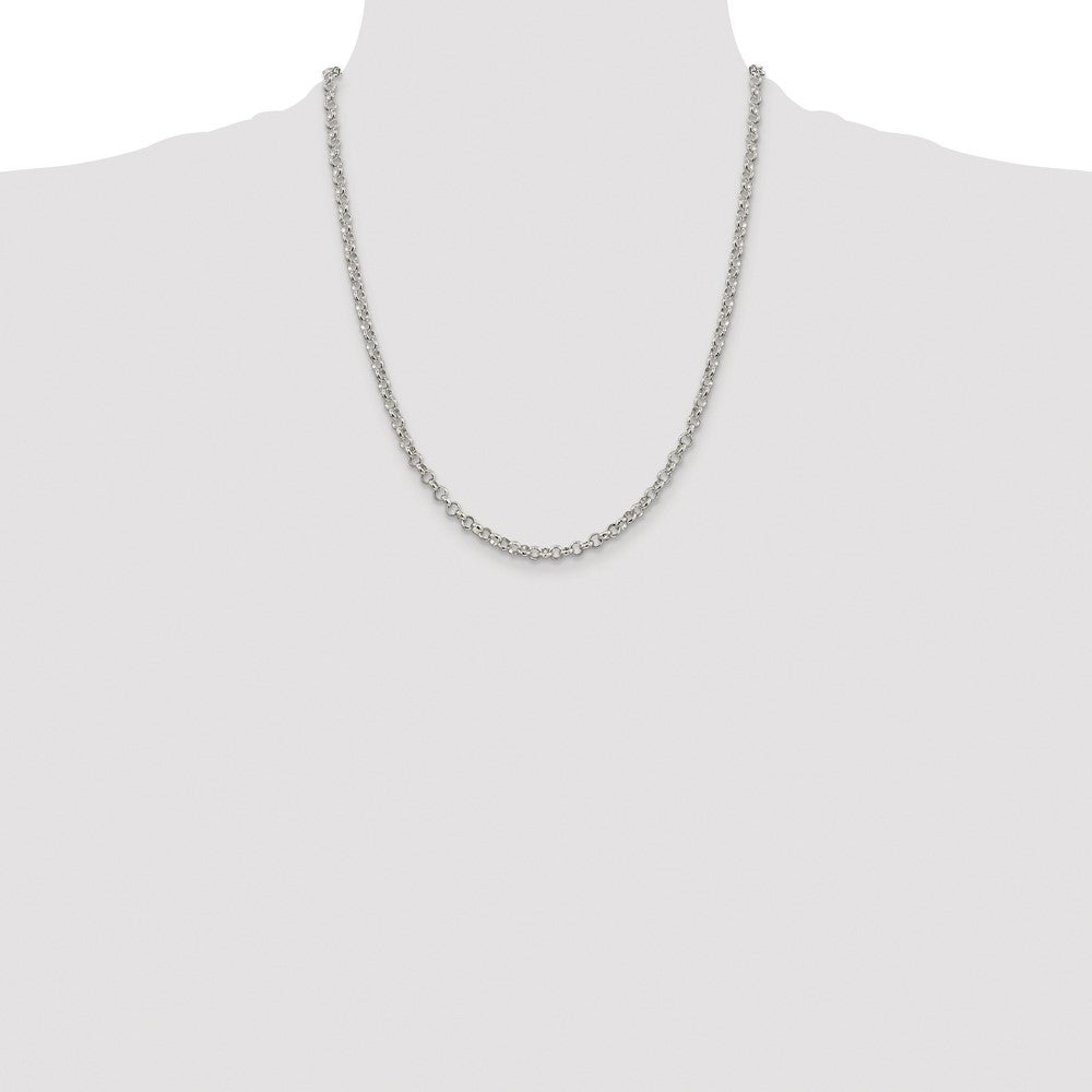 Buy Stylish 4mm Rhodium-Plated Sterling Silver Rolo Chain - Affordable Luxury!