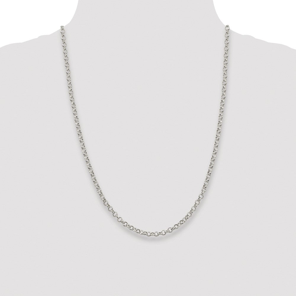 Buy Stylish 4mm Rhodium-Plated Sterling Silver Rolo Chain | Affordable Price