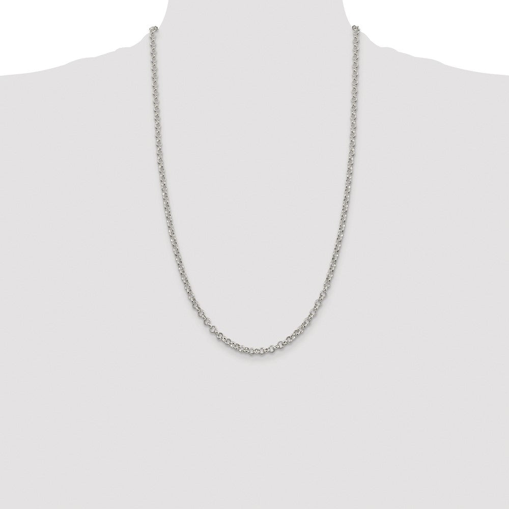 Buy Stylish Rhodium-Plated 4mm Sterling Silver Rolo Chain - Affordable Luxury