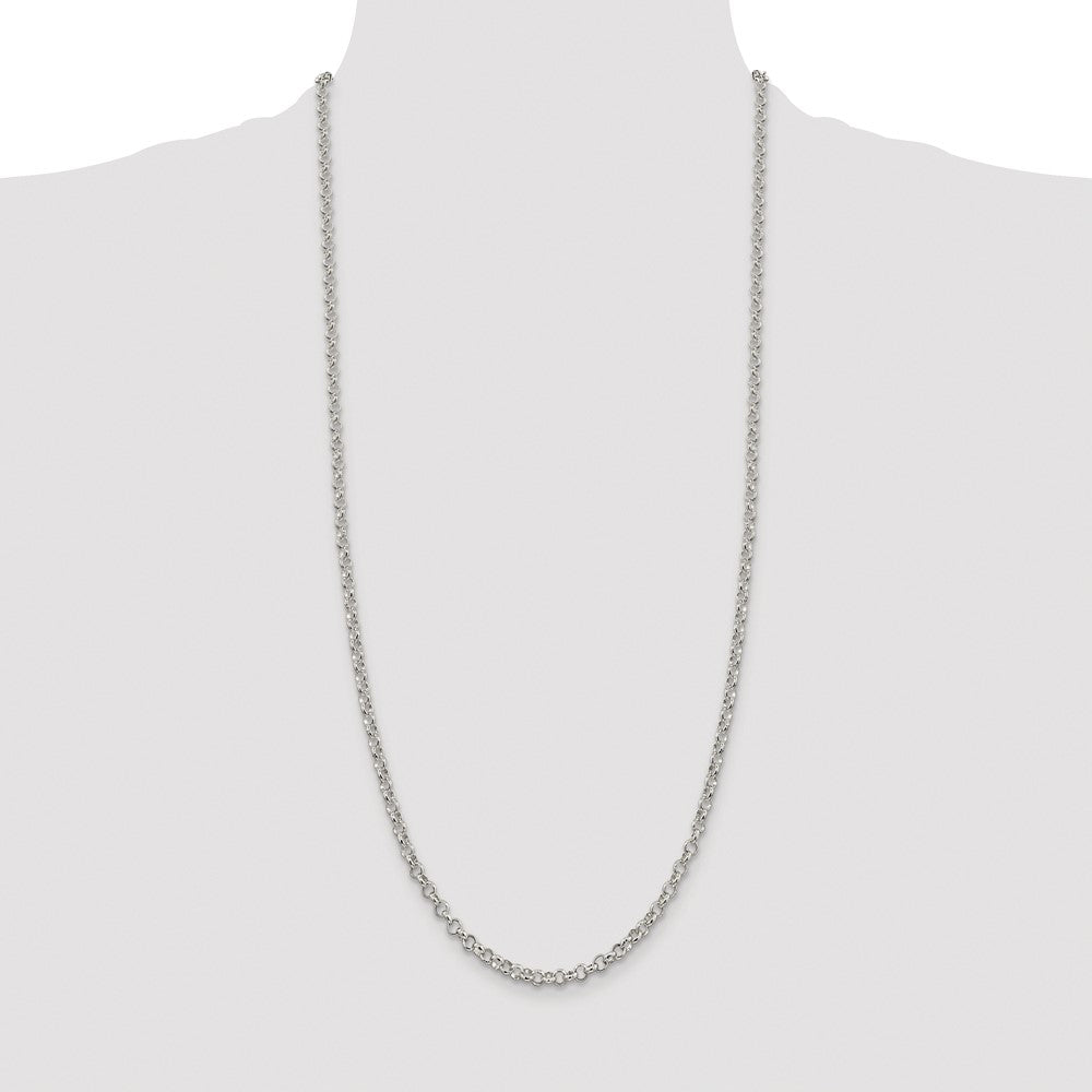 Buy Exclusive 4mm Rhodium-Plated Sterling Silver Rolo Chain - Stylish Value!