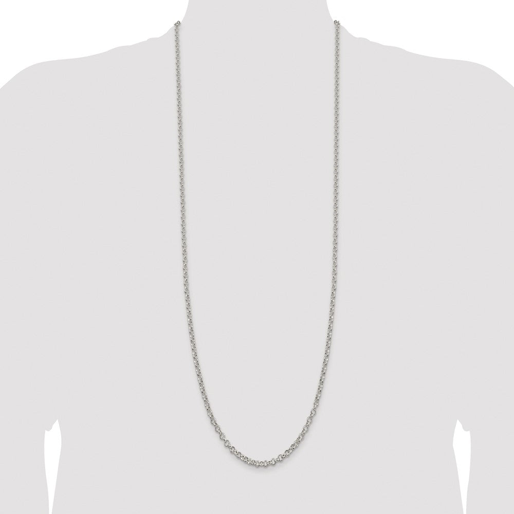 Buy Stylish 4mm Rhodium-Plated Sterling Silver Rolo Chain - Affordable Luxury