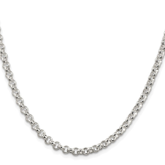 Buy Stylish Rhodium-Plated Sterling Silver 4.6mm Rolo Chain - Affordable Luxury!
