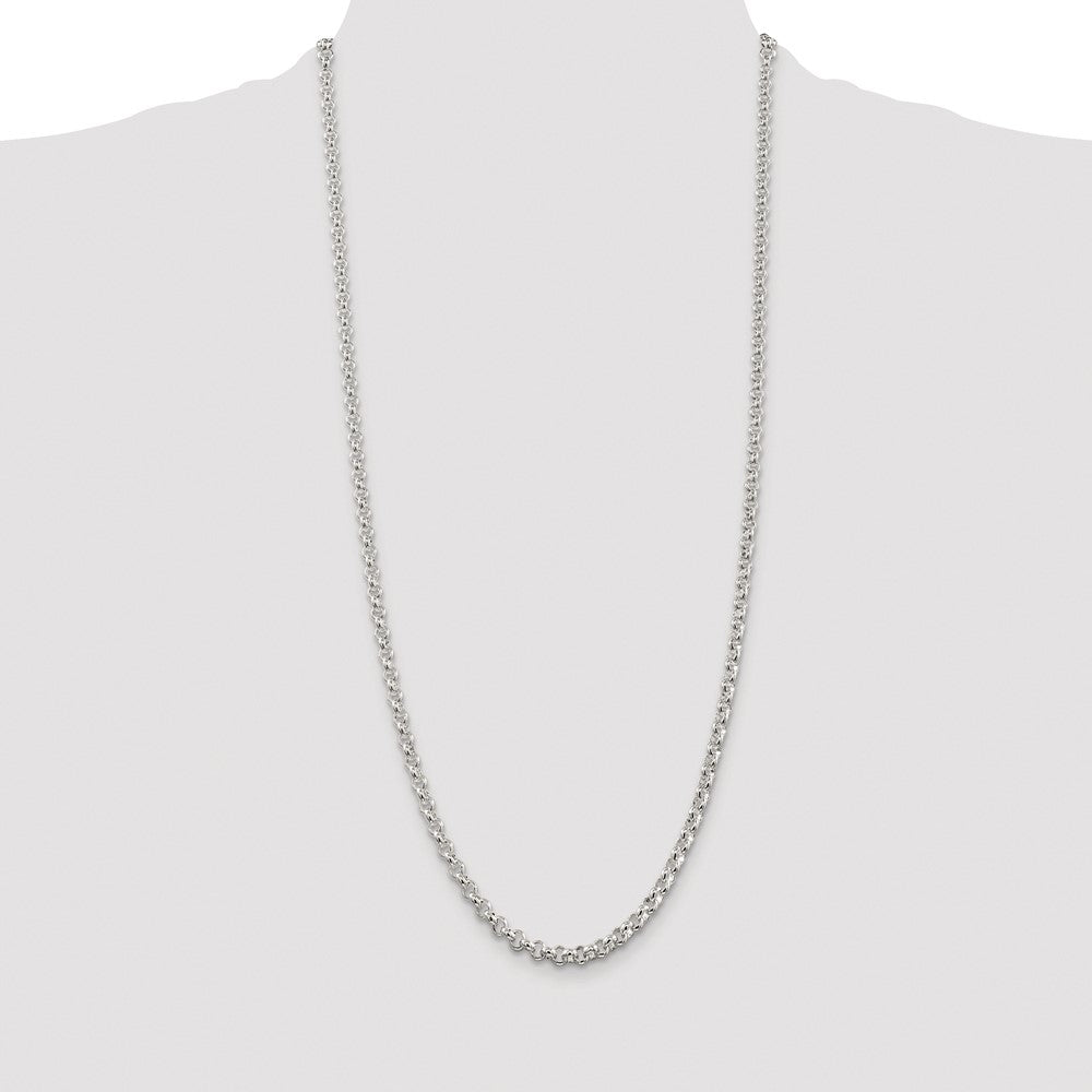 Buy Luxury Rhodium-Plated Sterling Silver 4.6mm Rolo Chain - Stylish Value!