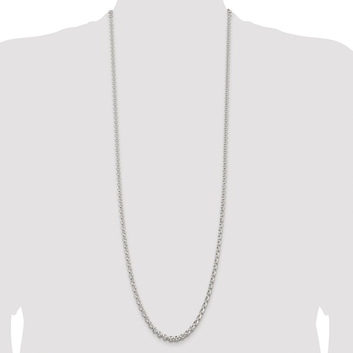 Exclusive Rhodium-Plated Sterling Silver 4.6mm Rolo Chain - Stylish Value!-4