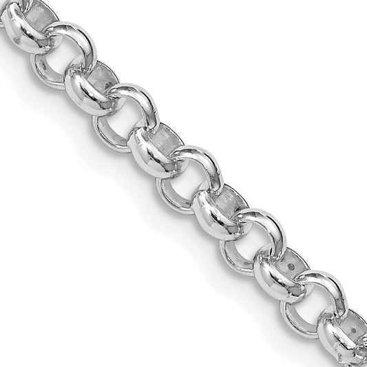 Buy Stylish Rhodium-Plated Sterling Silver 4.6mm Rolo Chain - Affordable Luxury!