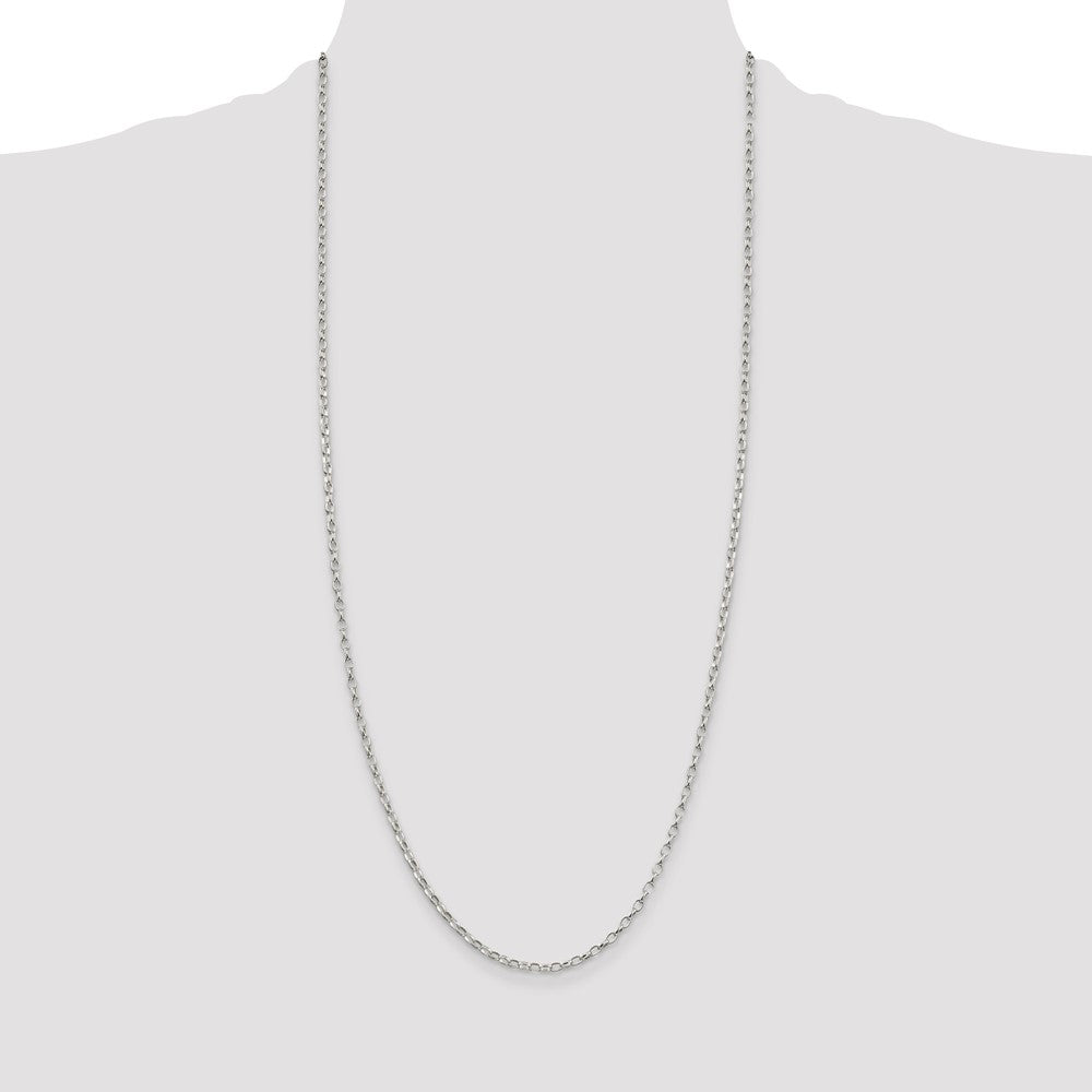 High-Quality 2.5mm Sterling Silver Oval Rolo Chain - Stylish & Affordable!