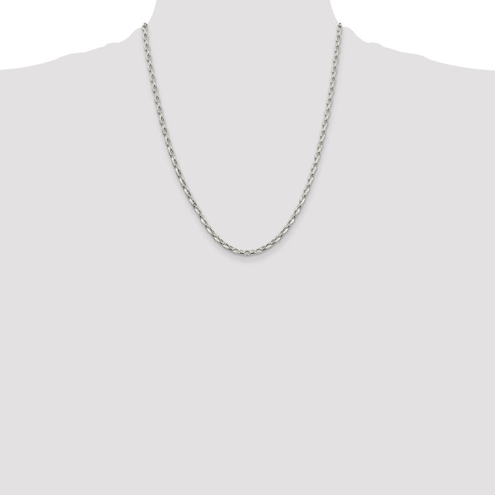 Buy Stylish 3.2mm Sterling Silver Oval Rolo Chain - High-Quality Elegance-4