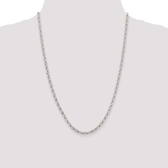 Buy Stylish Sterling Silver 3.2mm Oval Rolo Chain - Luxury Elegance-4