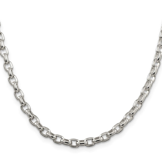 High-quality Sterling Silver 4.4mm Oval Fancy Rolo Link Chain - Stylish Design