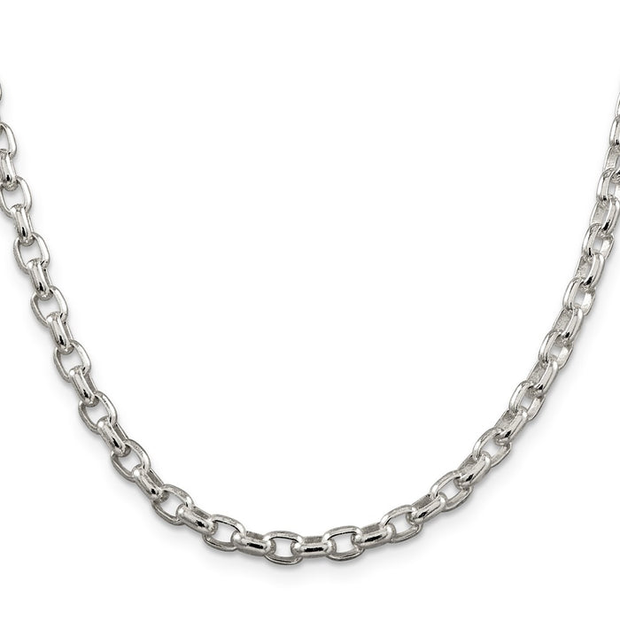 High-quality Sterling Silver 4.4mm Oval Fancy Rolo Link Chain - Stylish Design-2