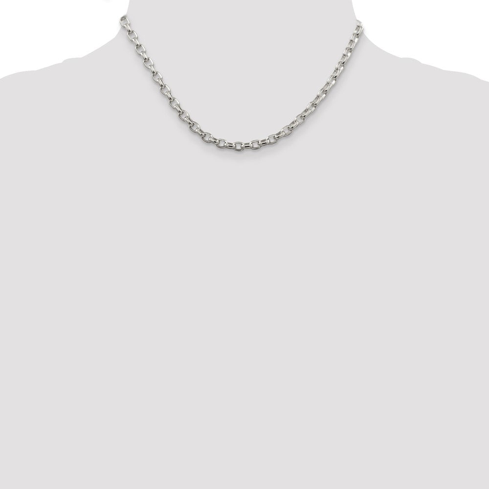 High-quality Sterling Silver 4.4mm Oval Fancy Rolo Link Chain - Stylish Design