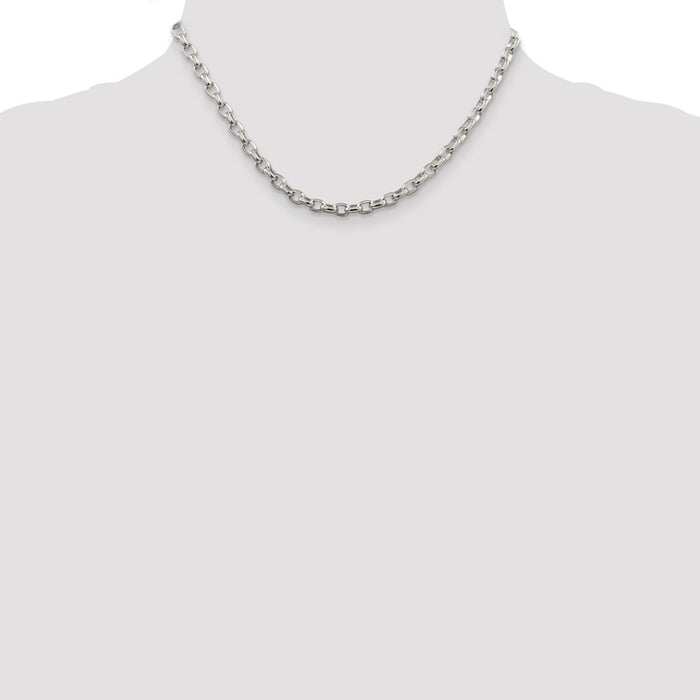 High-quality Sterling Silver 4.4mm Oval Fancy Rolo Link Chain - Stylish Design-4
