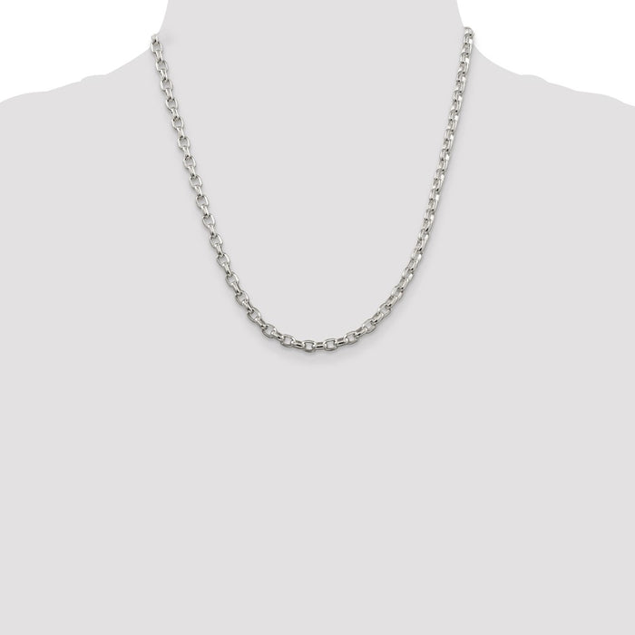 Designer Sterling Silver 4.4mm Oval Rolo Link Chain - Stylish & Affordable!-4