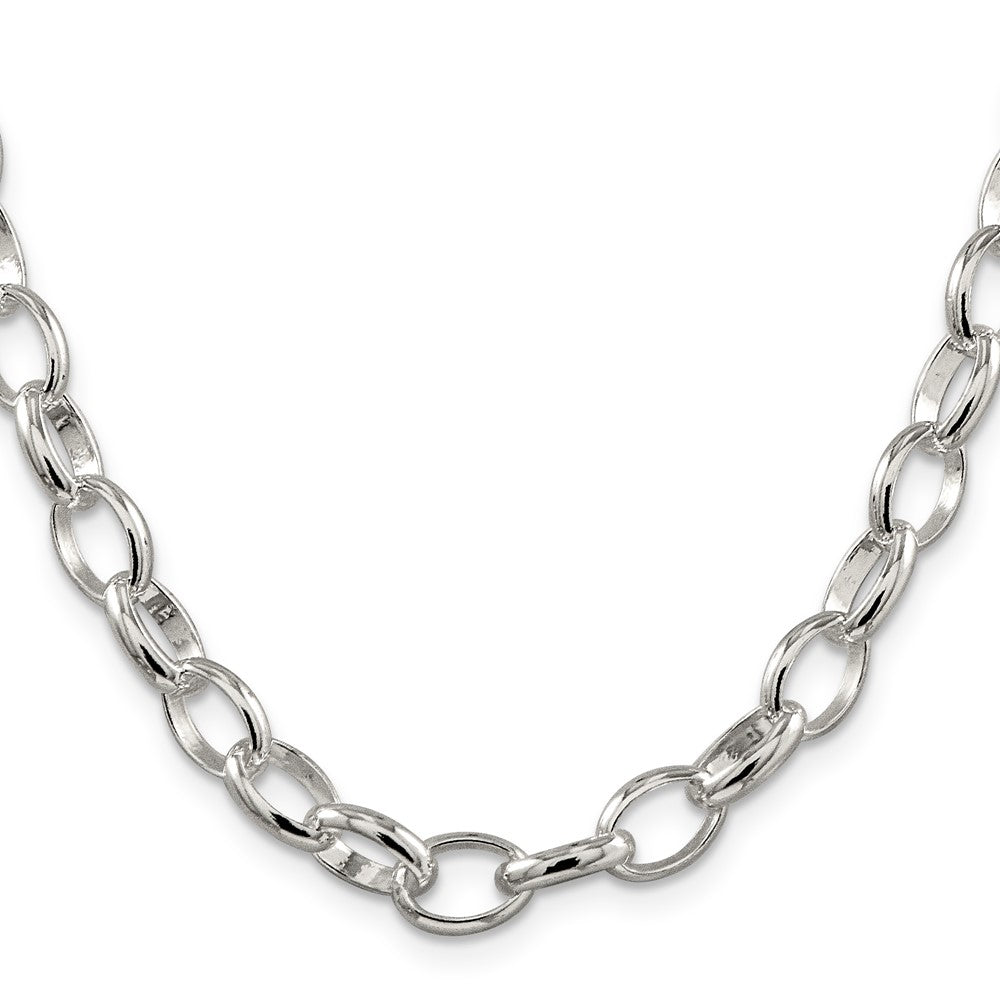 High-Quality 8mm Sterling Silver Fancy Rolo Chain - Stylish & Affordable!